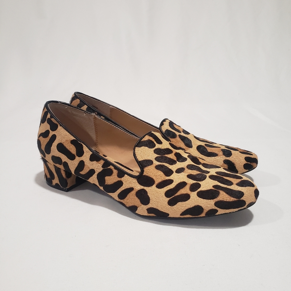 NWOT Me Too Cheetah Leather Heel Loafer Shoes